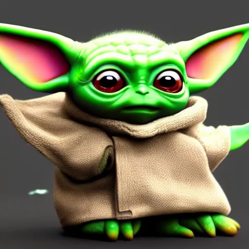 Prompt: a baby Yoda pokemon, hyper realistic, photoreal render, octane render, trending on artstation