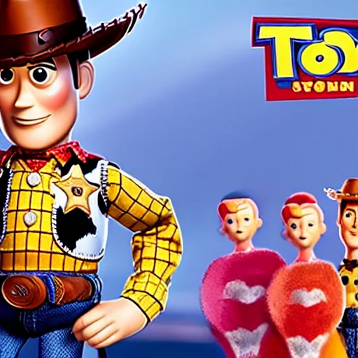 Image similar to film still of a boy playing with cowboy doll woody in toy story 4 movie 2 0 1 9