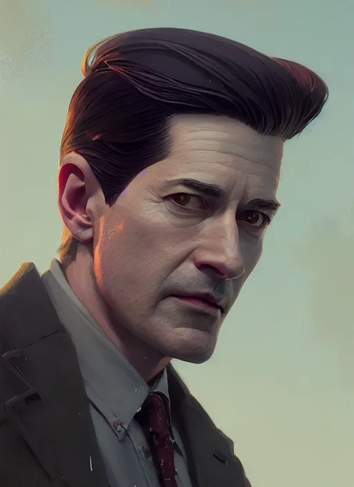 Prompt: highly detailed portrait of a agent dale cooper, stephen bliss, unreal engine, fantasy art by greg rutkowski, loish, rhads, makoto shinkai and lois van baarle, ilya kuvshinov, rossdraws, tom bagshaw, global illumination, radiant light, detailed and intricate environment