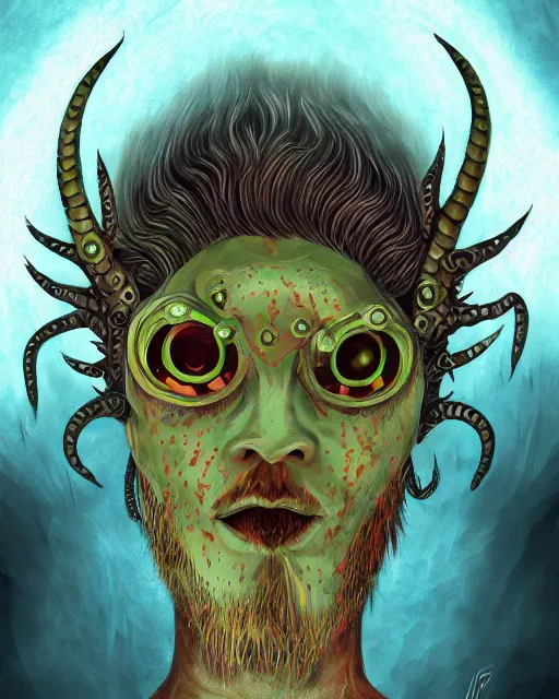 Prompt: man with seven eyes | digital painting | highly detailed | fantasy