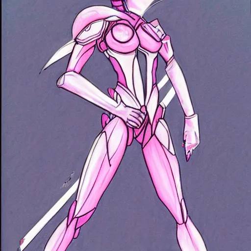 Image similar to Arcee from Transformers drawn by Naoko Takeuchi, full body, pastel, portrait,