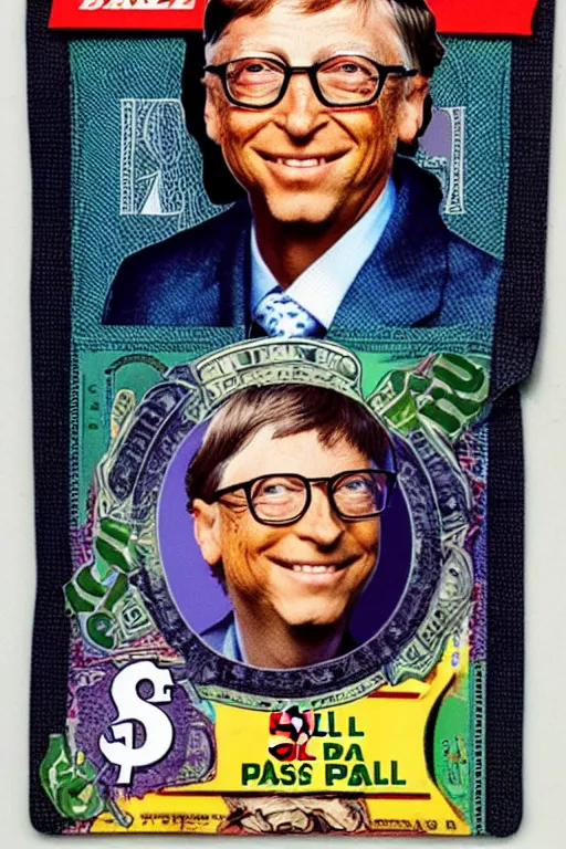 Image similar to bill gates as a garbage pail kid dollar bill