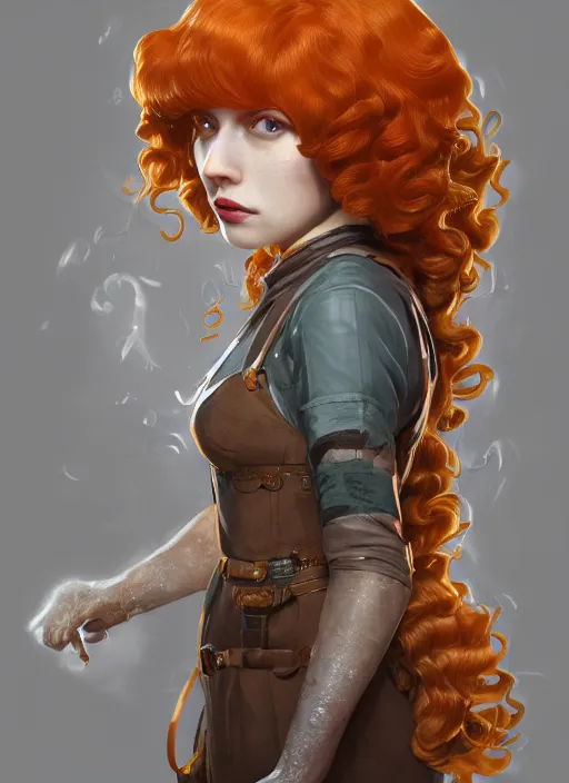 Prompt: biohazard portrait of curly orange hair girl bioshock, au naturel, hyper detailed, digital art, trending in artstation, cinematic lighting, studio quality, smooth render, unreal engine 5 rendered, octane rendered, art style by klimt and nixeu and ian sprigger and wlop and krenz cushart