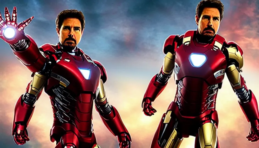 Prompt: Tom Cruise as Iron Man in the MCU, cinematic lighting, close-up, cinematography