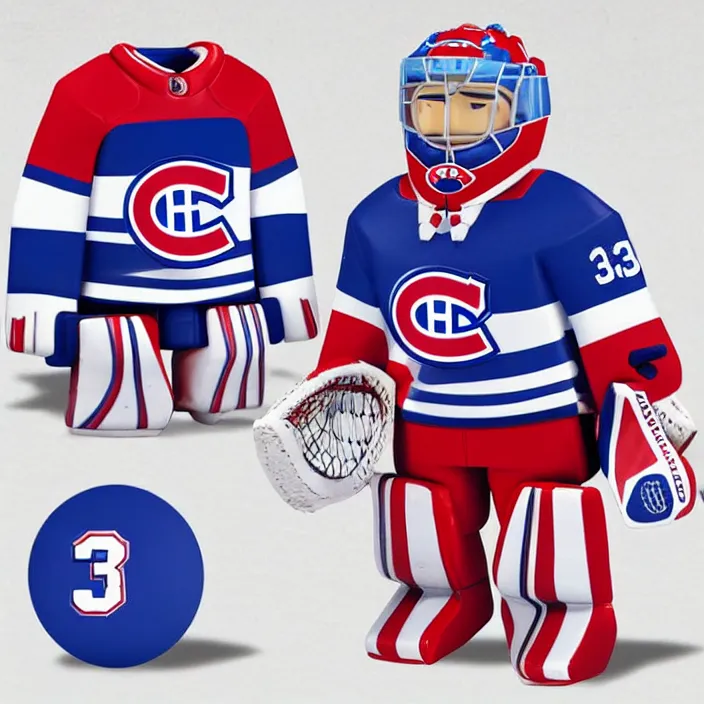 Prompt: Carey Price Goaltender, An anime Nendoroid of Carey Price, goalie Carey Price, number 31!!!!!, full ice hockey goalie gear, Montreal Habs Canadiens figurine, detailed product photo