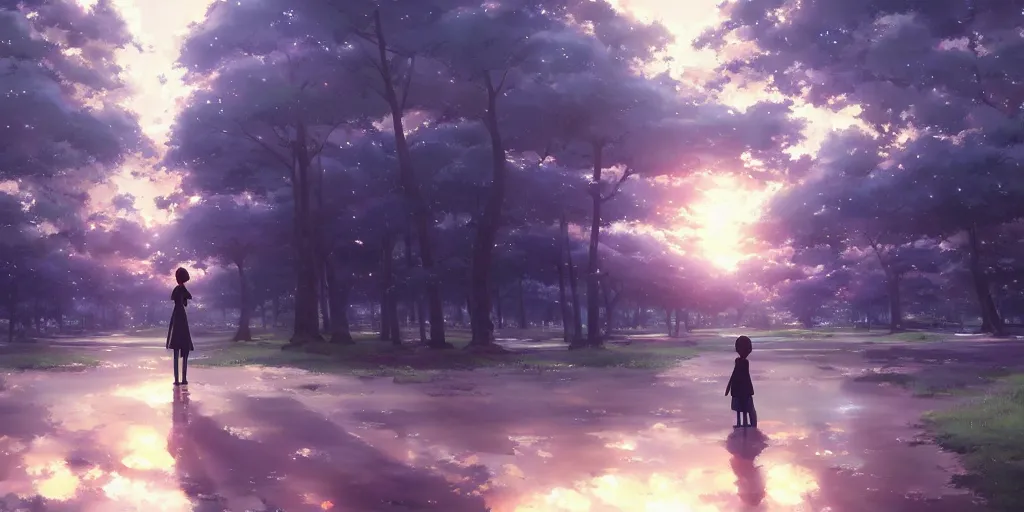 Prompt: girl ; the most beautiful painting in the world ; by makoto shinkai