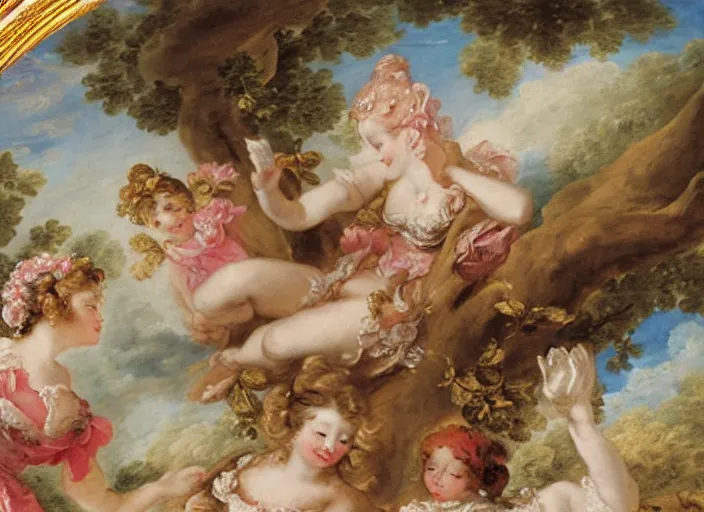 Image similar to rococo painting François Boucher high detail fancy cake