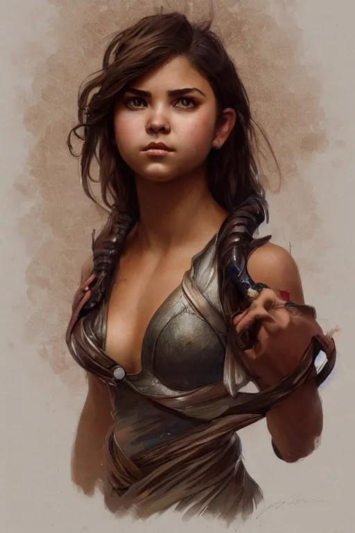 Prompt: portrait en buste of isabela moner, highly detailed, digital painting, artstation, concept art, sharp focus, illustration, art by artgerm and greg rutkowski and alphonse mucha