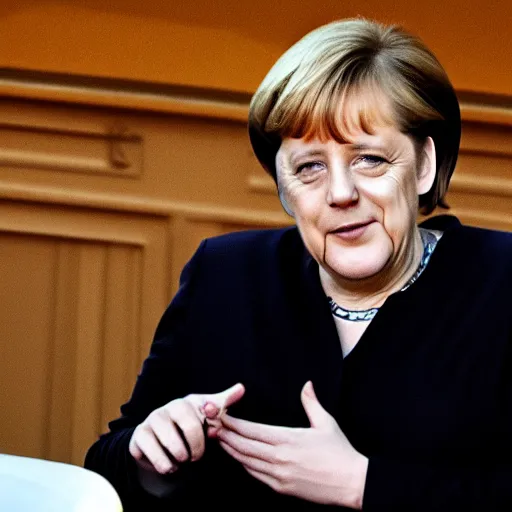 Image similar to angela merkel smokes weed, blunt, cigar