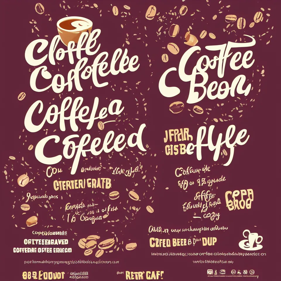 Image similar to flyer graphic design for coffee bean shop, artstation, 8k HD, illustrator vector graphics