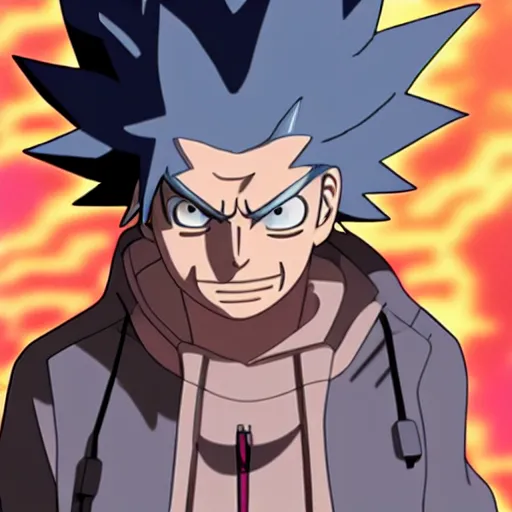 Image similar to Rick Sanchez in Naruto 4K detailed Digital art