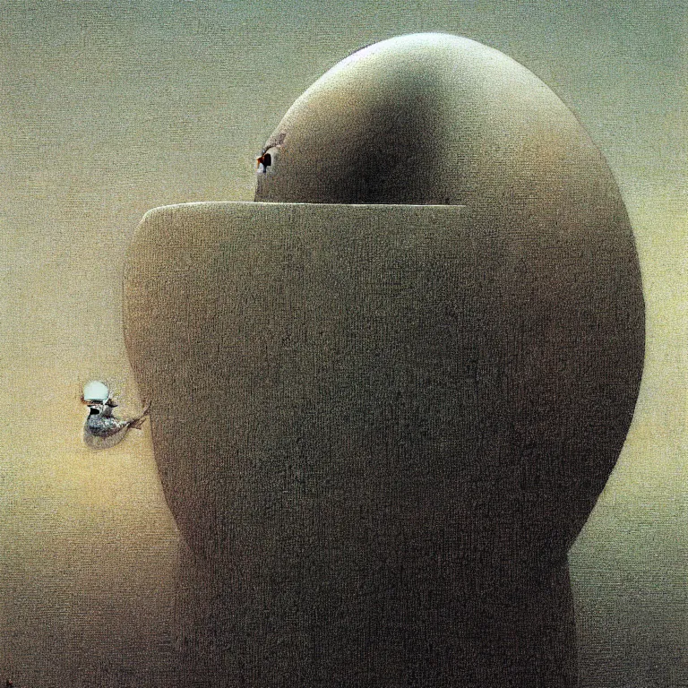 Image similar to humpy dumpty, detailed, by beksinski, jean jean delville