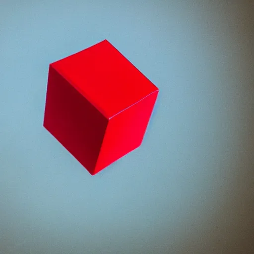 Image similar to a red cube is on top of a blue cube