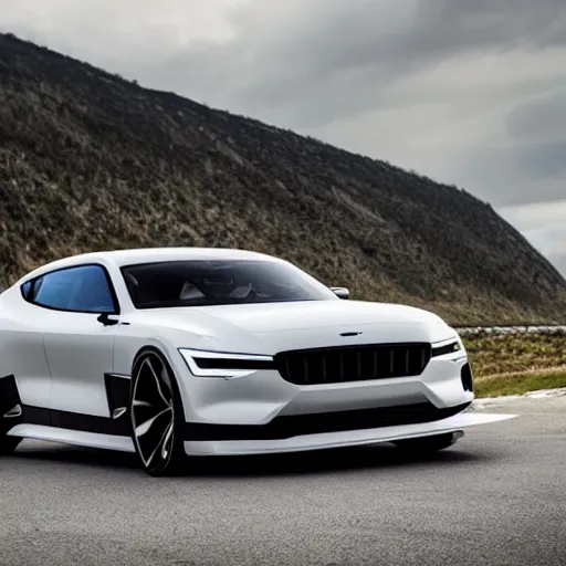 Image similar to new vehicle, wide body, intricate, elegant, highly detailed, smooth, sharp focus, art style from Polestar 1 and Polestar Precept concept