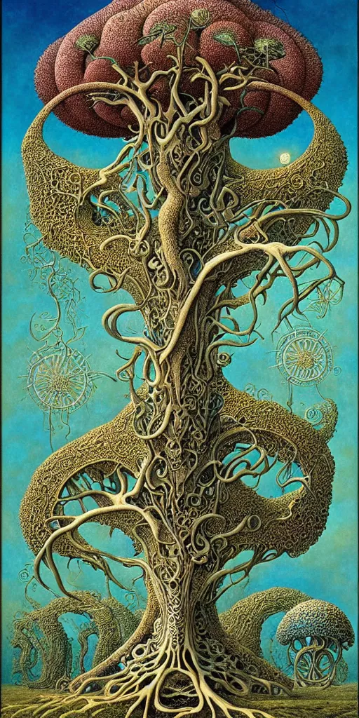 Image similar to tree of life by roger dean and andrew ferez, art forms of nature by ernst haeckel, divine chaos engine, symbolist, visionary, art nouveau, botanical fractal structures, organic, detailed, realistic, surreality