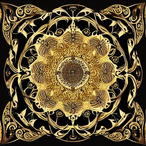 Image similar to a beautiful mandala made of ivory and gold, highly intricate, digital art, very detailed, in the style of a weird and dark eerie liminal art nouveau flemish painting, 8k,