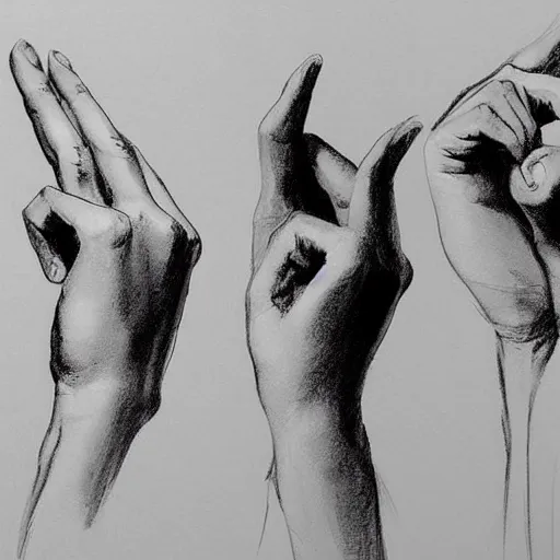 Prompt: artist sketches gesture poses sketches of hands by George Bridgman