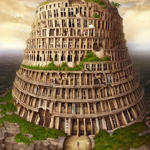 Prompt: a digital! Tower of Babel, detailed digital art, trending on artstation