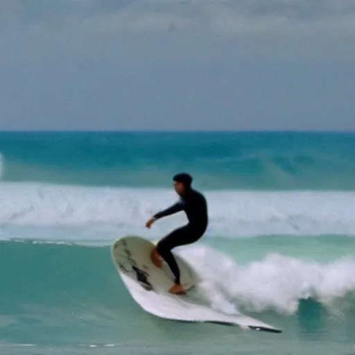 Image similar to cinematic shot of mao zedong surfing in hawaii, 8 k, very detailed, very intricate,