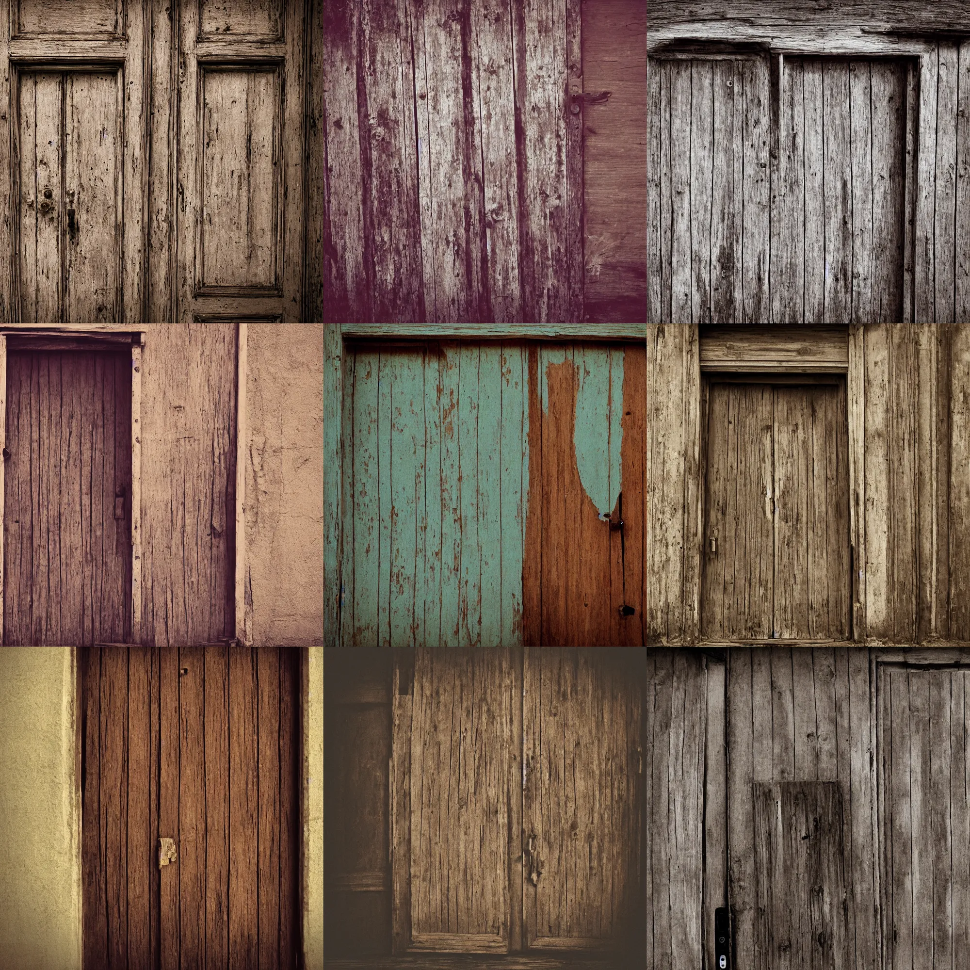 Prompt: old wood door, ancient, film photo, soft lighting album cover, nostalgia, gradient