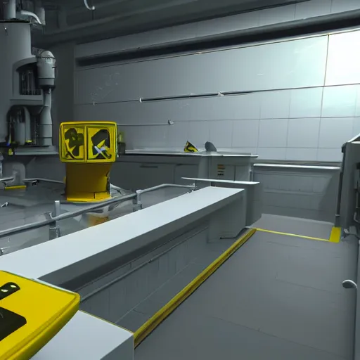 Prompt: wide and big liquids lab, nuclear waste, highly detailed, hd, clean, futuristic unreal engine, mirror's edge + i robot