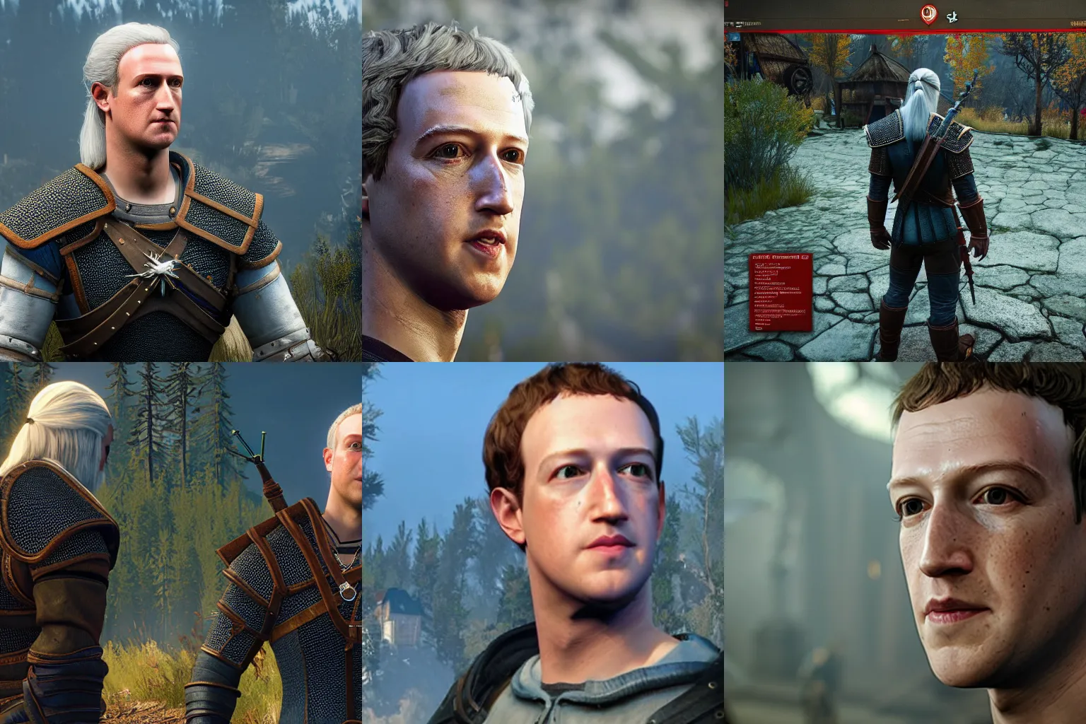 Prompt: Mark Zuckerberg in The Witcher 3