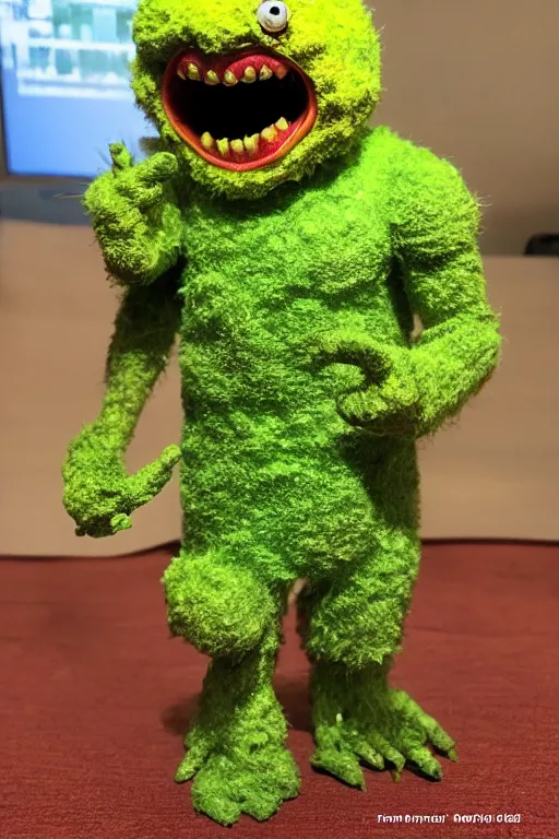 Image similar to 8 k high definition, 1 9 8 0 tennis ball monster kenner style action figure, full body, highly detailed, science fiction, photorealistic