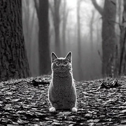 Prompt: The Blair Witch Project photo of cat