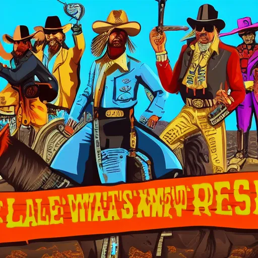 Prompt: the wild west free to play, a screenshot by Lale Westvind, reddit contest winner, neo-primitivism, #screenshotsaturday, contest winner, movie poster