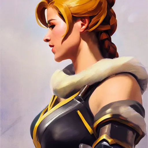 Prompt: greg manchess portrait painting of partially armored sallya from fire emblem as overwatch character, medium shot, asymmetrical, profile picture, organic painting, sunny day, matte painting, bold shapes, hard edges, street art, trending on artstation, by huang guangjian and gil elvgren and sachin teng