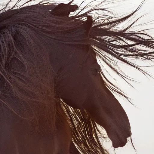 Image similar to horse galloping with a long graceful mane and shimmering coat