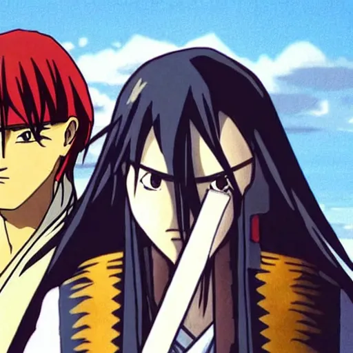 Image similar to “ a still of rurouni kenshin anime, king koopa ”