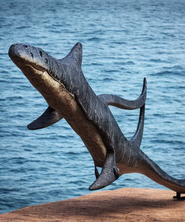 Image similar to high quality presentation photo of a plesiosaurus, photography 4k f1.8 anamorphic bokeh 4k Canon Nikon