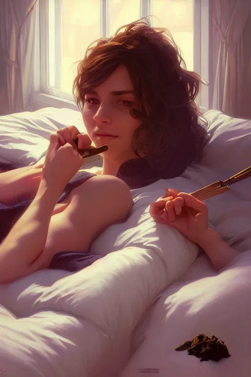 Image similar to groundhog cooking heroin lies on the bed, realistic portrait, highly detailed, digital painting, artstation, concept art, smooth, sharp focus, illustration, cinematic lighting, art by artgerm and greg rutkowski and alphonse mucha