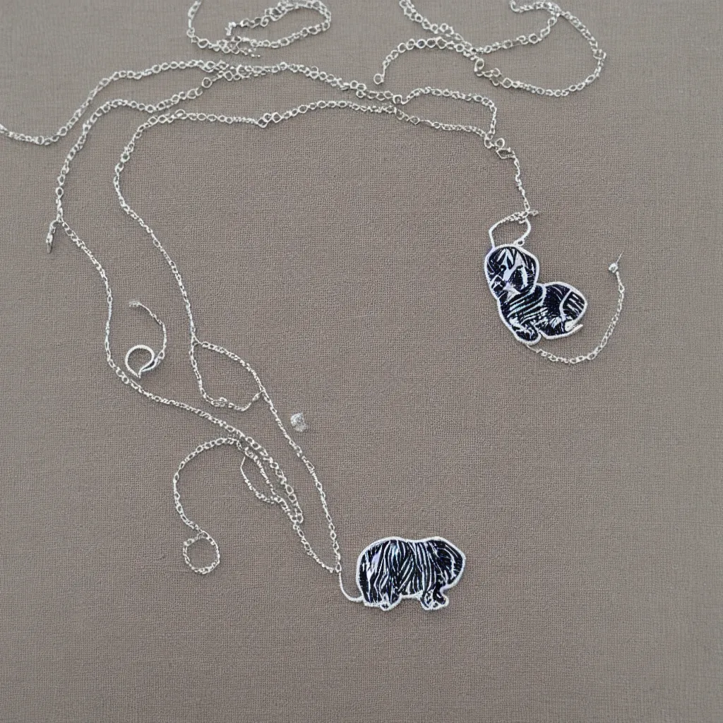 Image similar to Scottish fold patterned silver embroidered necklace