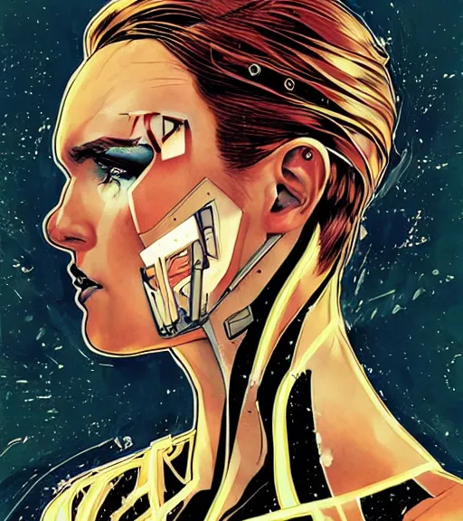 Image similar to portrait of an android, by MARVEL comics and Sandra Chevrier