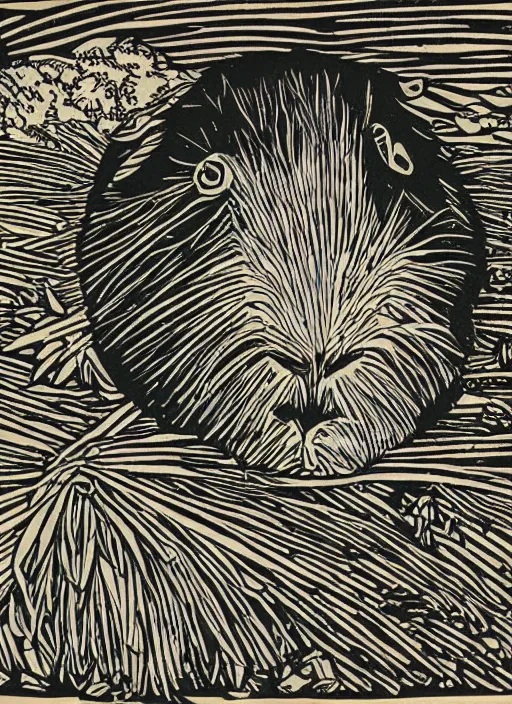 Image similar to guinea pig woodcut print by Samuel Jessurun de Mesquita