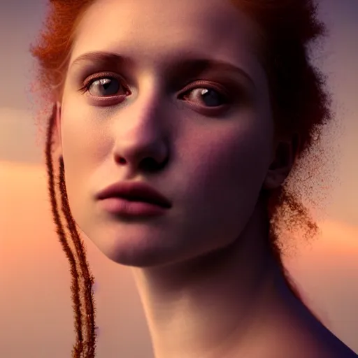 Image similar to photographic portrait of a stunningly beautiful renaissance emo female maiden in soft dreamy light at sunset, contemporary fashion shoot, by edward robert hughes, annie leibovitz and steve mccurry, david lazar, jimmy nelsson, breathtaking, 8 k resolution, extremely detailed, beautiful, establishing shot, artistic, hyperrealistic, beautiful face, octane render