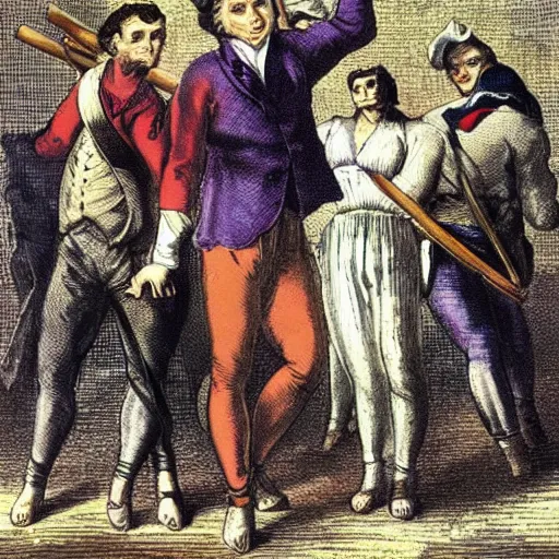 Image similar to The French Revolution but they're all wearing pijamas