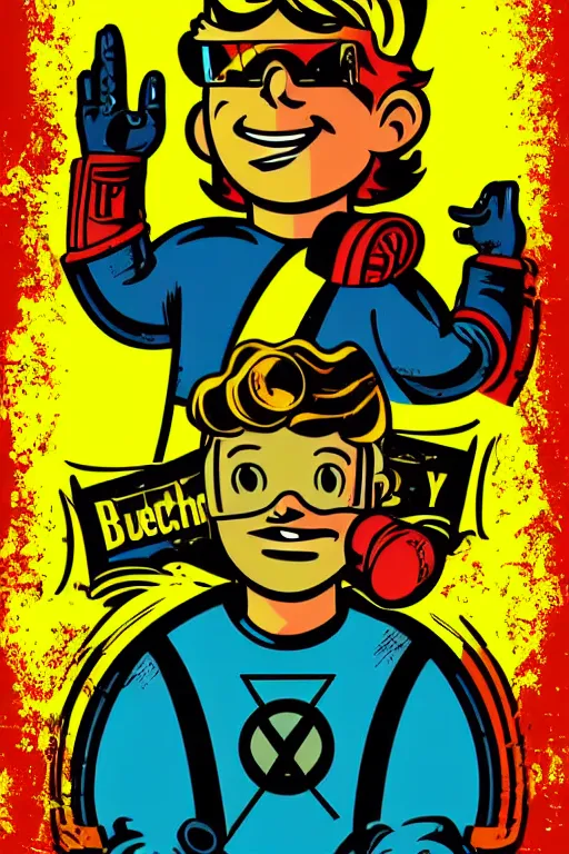 Image similar to fallout 7 6 retro futurist illustration art by butcher billy, sticker, colorful, illustration, highly detailed, simple, smooth and clean vector curves, no jagged lines, vector art, smooth andy warhol style