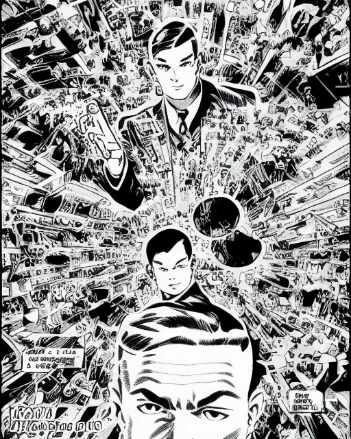 Image similar to alan turing manga comic book cover, action, explosions, by alex grey