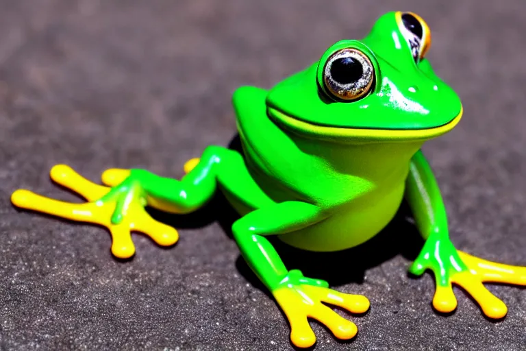 Image similar to fisher price frog pond, california, in 2 0 1 5, perfect focus, scene from tv show 5 5 mm 8 5 mm, toy photography, made out of plastic