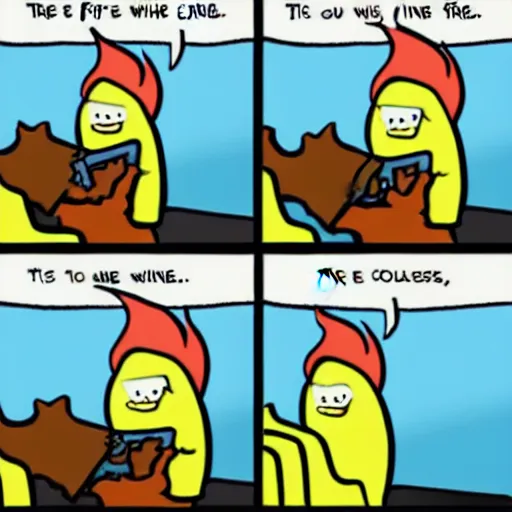 Image similar to this is fine, fire, cartoon, webcomic, cartoon by kc green