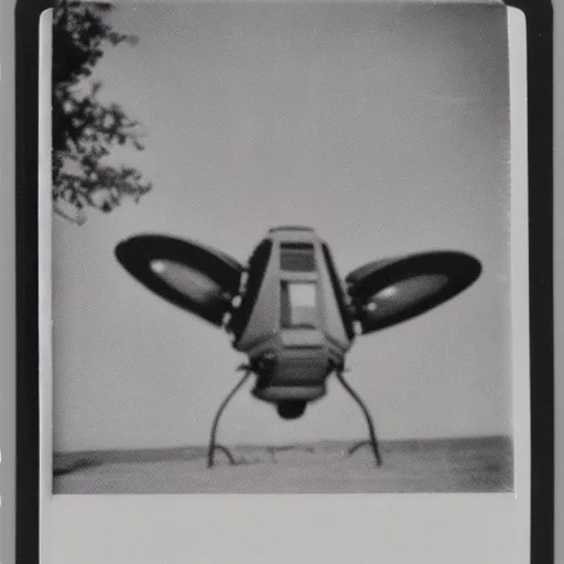 Prompt: old polaroid photo of first contact with the grey aliens