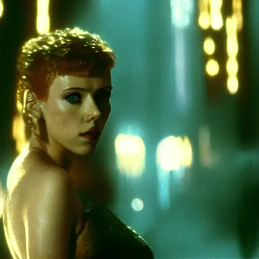 Image similar to a still of Scarlett Johansson in Blade Runner (1982)