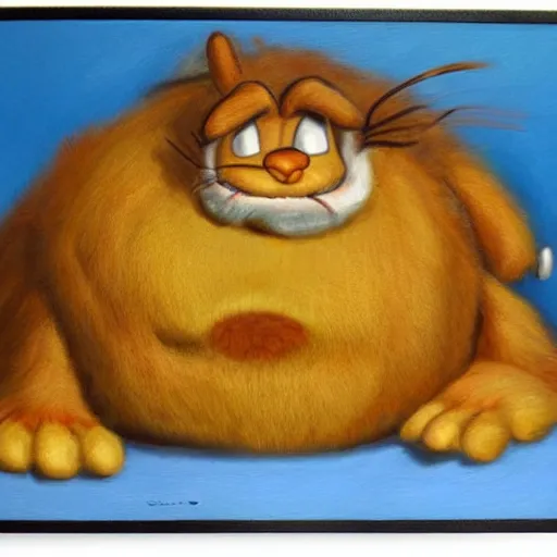 Image similar to A realistic H.R. Griger painting of Garfield