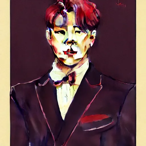 Prompt: bts jimin, art by J. C. Leyendecker