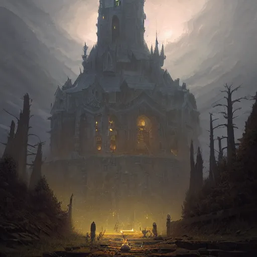 Prompt: eternal darkness, by Andreas Rocha + Ted Nasmith, dark, cinematic lighting, masterpiece, highly detailed, 8k resolution, trending on art station