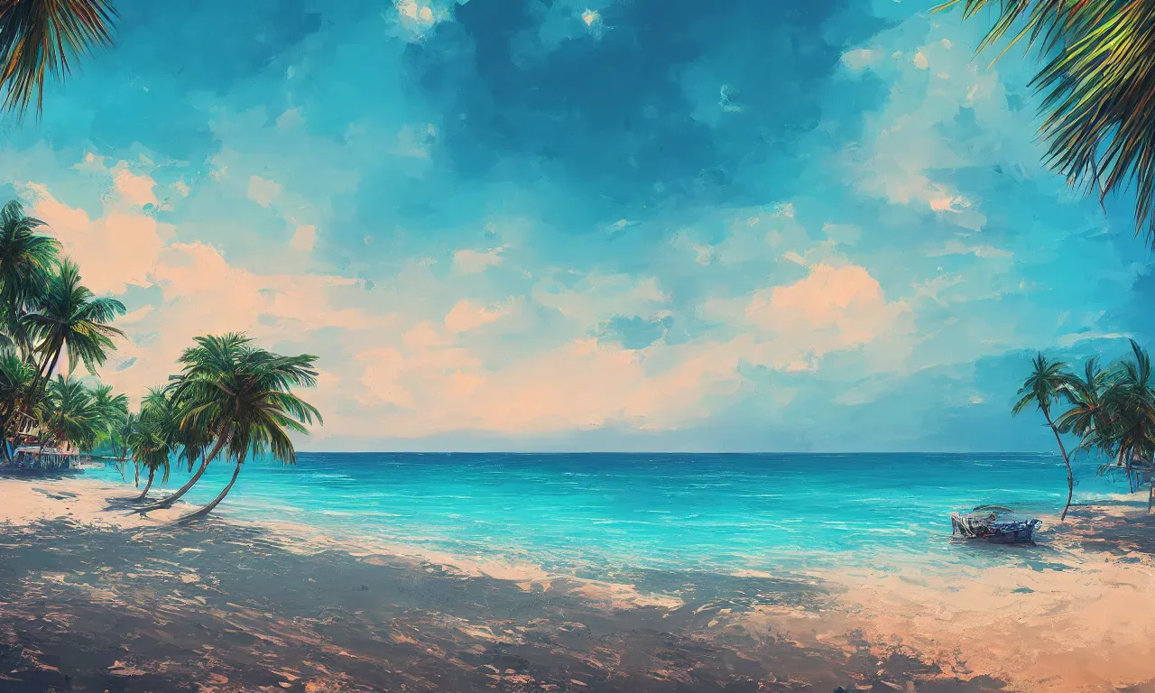 Image similar to paradise beach by alena aenami artworks in 4 k