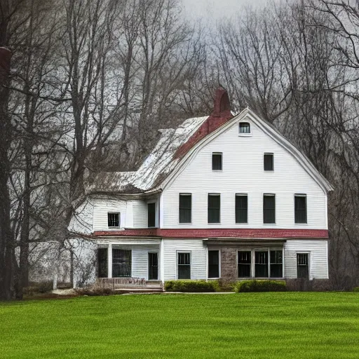 Image similar to archive HD color photo of an anomalous goetic gnostic foreboding farmhouse in Northern Virginia.